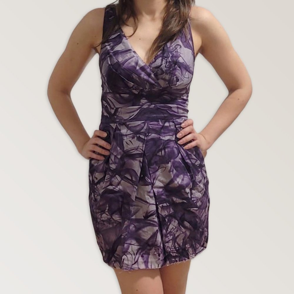 Abstract Summer Dress, Violet Spring Sundress, Size S